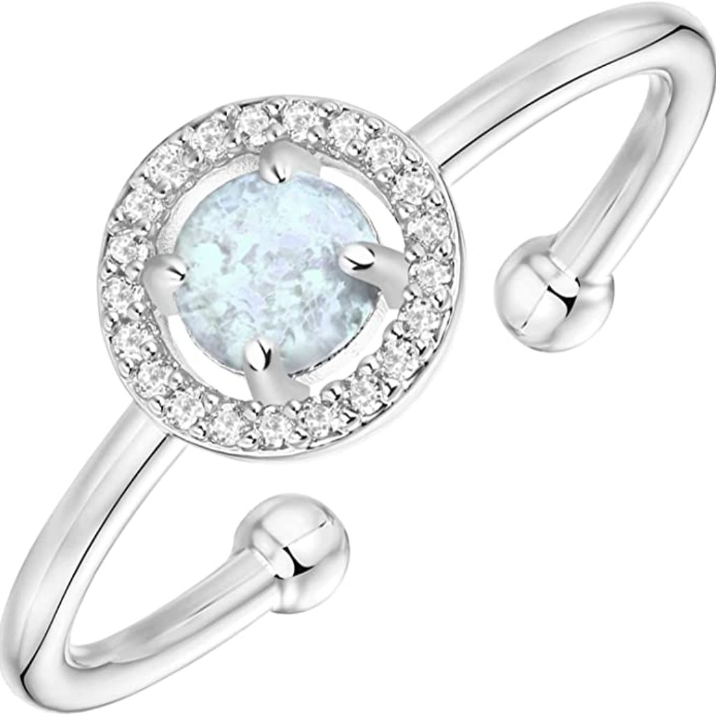 14k Gold Plated Adjustable Created Opal Rings  Stacking Rings  Gold Rings For